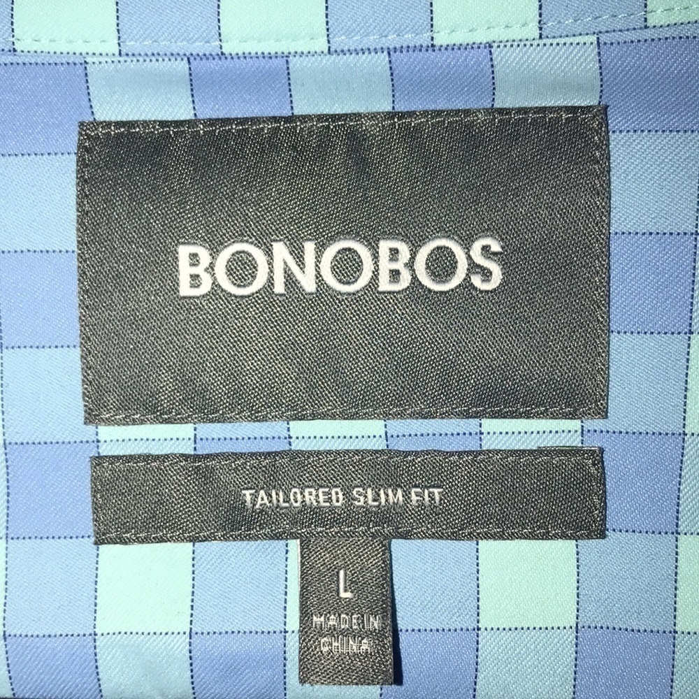 Bonobos Blue Checkered Shirt Size Large​​​​ - Picture 3 of 5